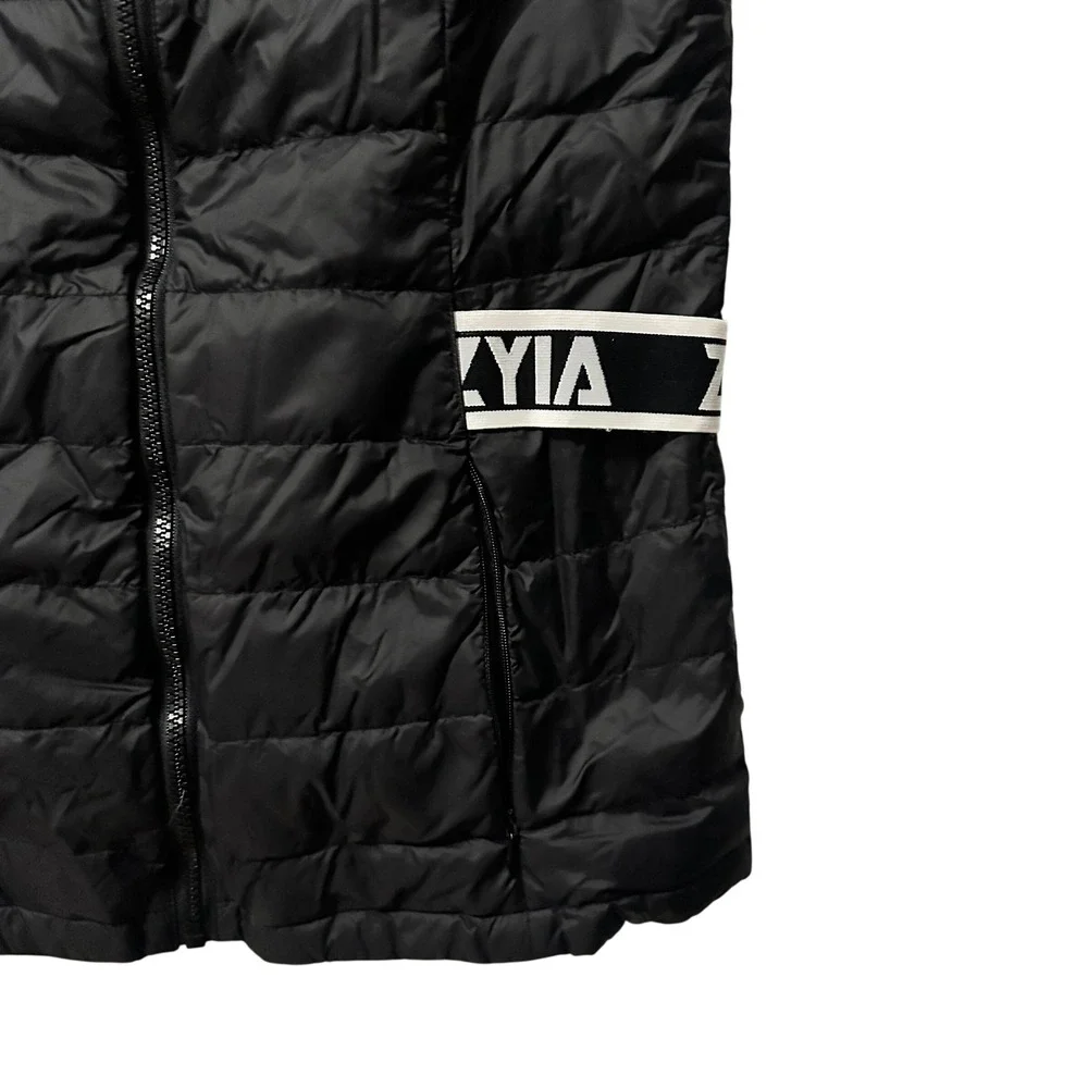 Zyia Active Black Alpine Down Puffer Vest Women's L Full Zip Quilted Lightweight
